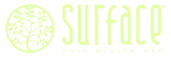 Surface Hair Health Art logo featuring a stylized tree design.