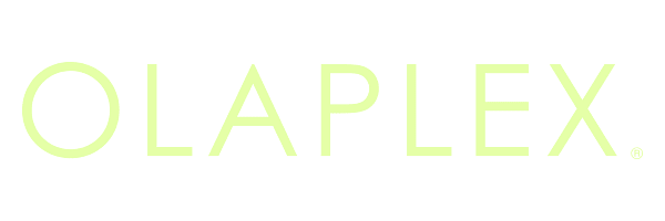 Olaplex logo in pale yellow-green font on a transparent background.